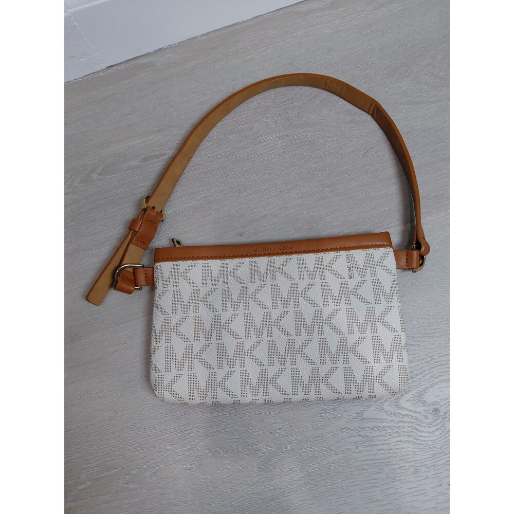 Michael Kors Brown Off White Signature Logo Hands Bag